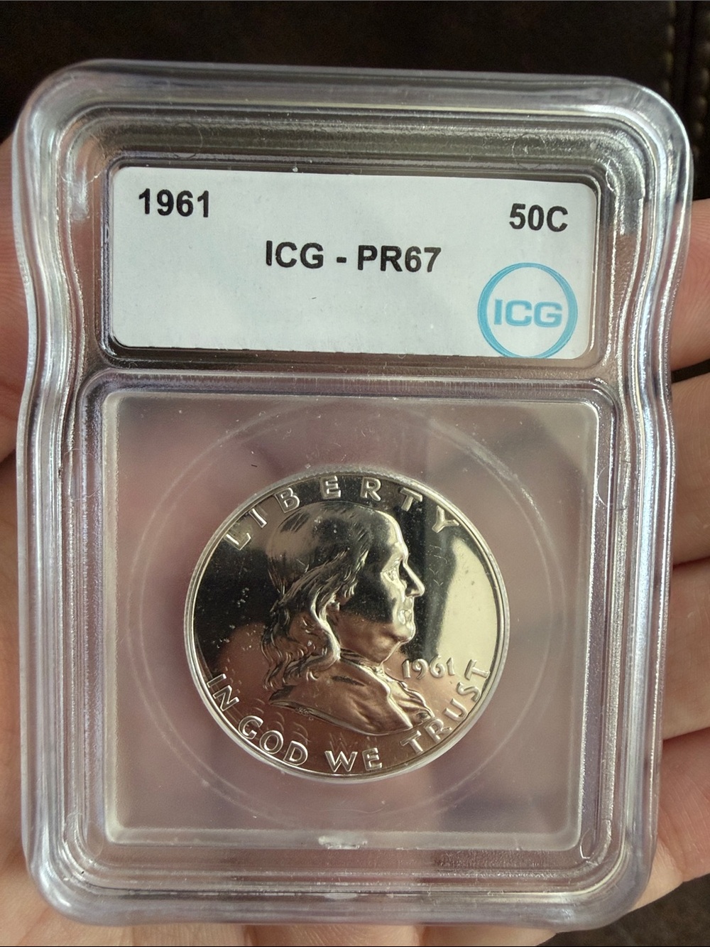 2pc LOT •FRANKLIN HALF DOLLAR• Graded ICG PR-67 >> 1961 & 1963 - Picture 6 of 8